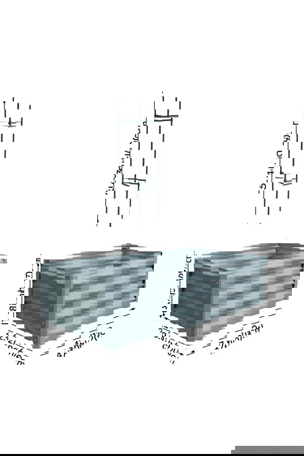 Living and Home Outdoor Galvanized Steel Raised Garden Bed Planter