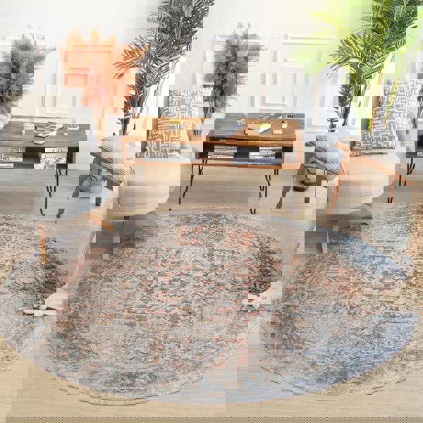 Livabliss Lillian-Washable Brown Blue Traditional Vintage Boho Rug