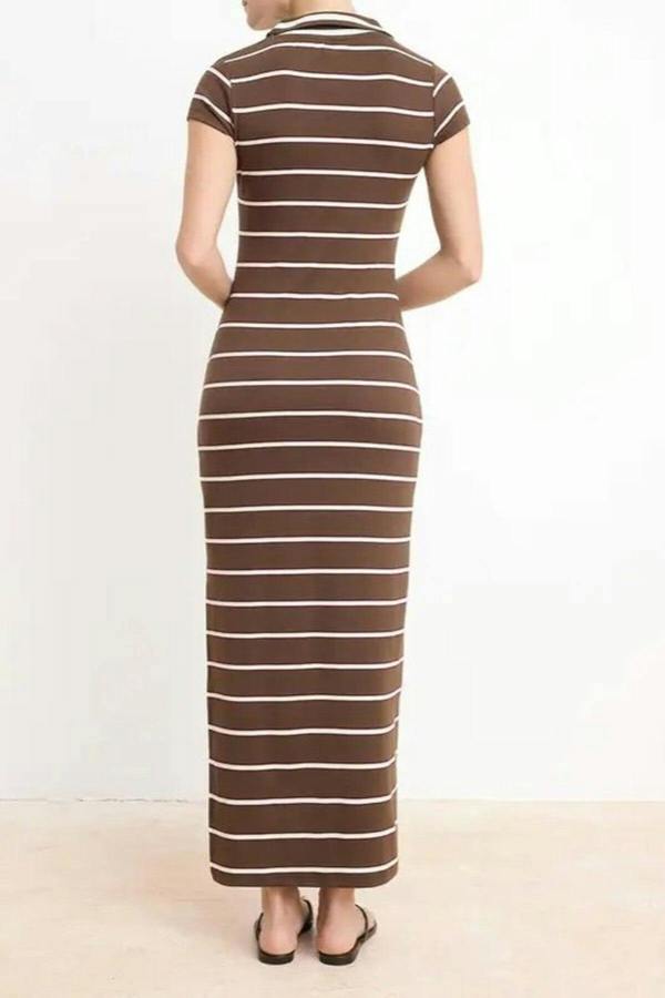 WOVCOR Bodycon V-Neck Maxi Dress