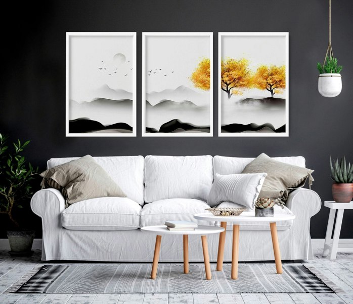 Japanese decor art prints | set of 3 framed wall art