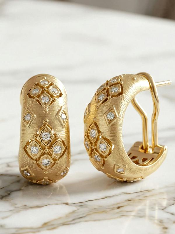MUCHV Textured Hydrangea Hoop Earrings