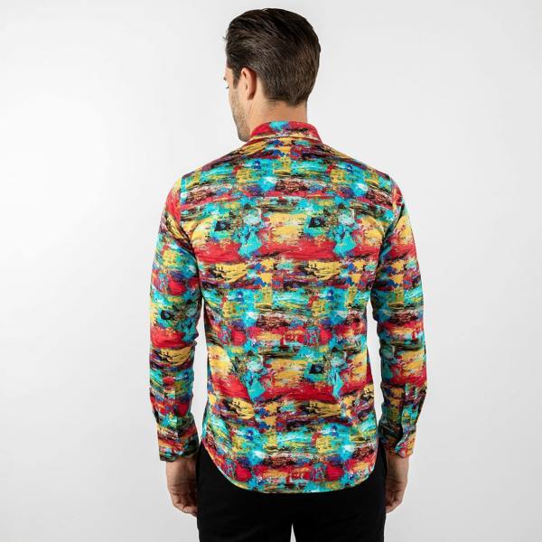 OIL PAINT BRUSH STROKES PRINT SHIRT – Premium Men's Patterned Shirt by Claudio Lugli | Bold Design, Tailored Fit, Best Printed Shirts