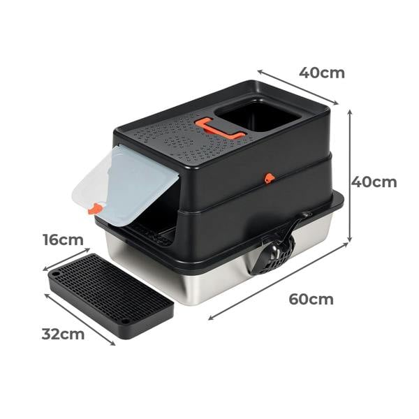 Skylos Cat Litter Box Stainless Steel Large Enclosed Toilet Tray Anti-Splashing