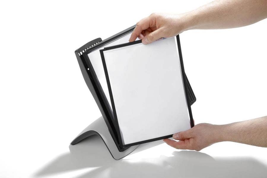 Durable SHERPA STYLE TABLE 10 Display Panel Desk Stand | 10 Panels | A4 Black