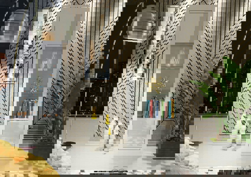 Mex Furniture Modern White Gloss Display Cabinet 170cm – 2 Doors & Glass Shelves