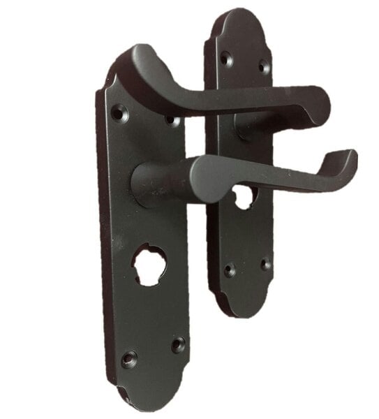 EDH Door Hardware Epsom Victorian Scroll Matt Black Plated Privacy Bathroom Handles Door Handles