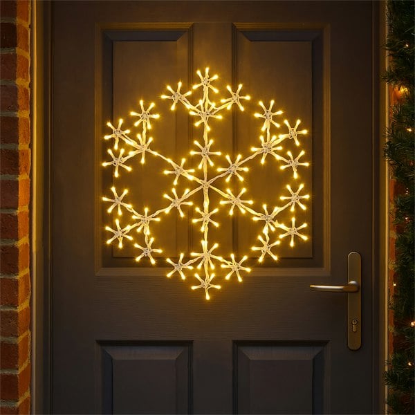 Xmas Haus 50cm 180Warm White LED Metal Snow Flake 3m lead Outdoor