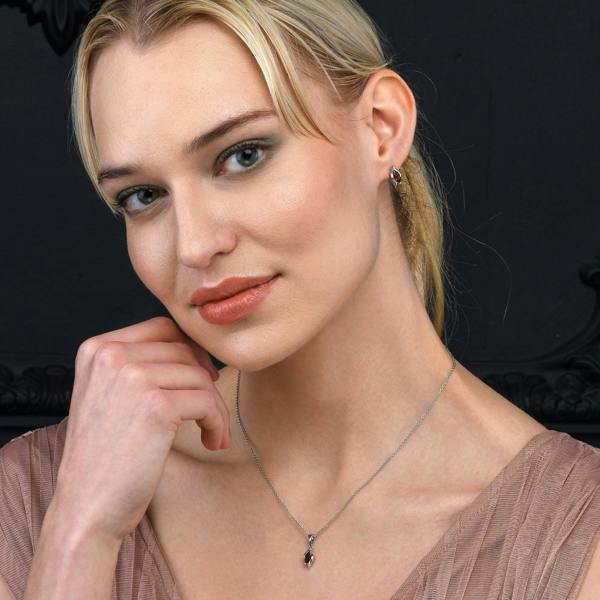 namana 925 Sterling Silver Garnet Marquise Pendant Necklace