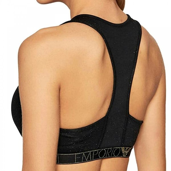 Emporio Armani Stardust Bralette & Brazilian Brief Underwear Set Gift Tin, Printed Black