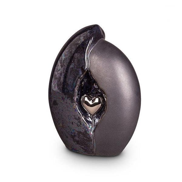 Memorials Direct Ceramic Urn (Graphite with Silver Heart)