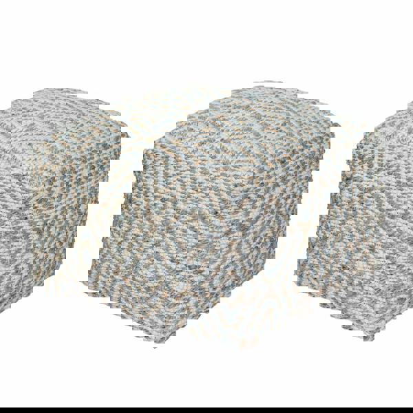 HOMESCAPES Sierra Natural Diamond Pattern Jute Bean Filled Pouffe