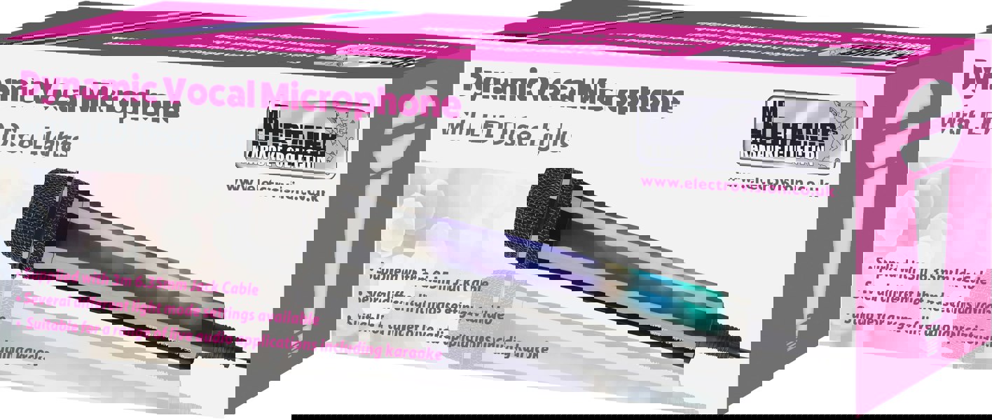 Mr Entertainer Dynamic Vocal Microphone with LED Lights Black