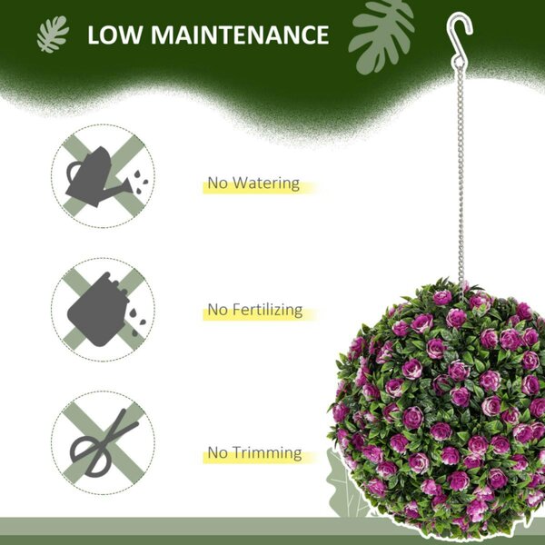 Dyzi Set of 2 Artificial Rose Topiary Balls 28cm Hanging Faux Plants