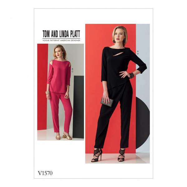 Vogue Sewing Pattern 1570, Tops, Trousers for Women, E5 (14-16-18-20-22) - Easy