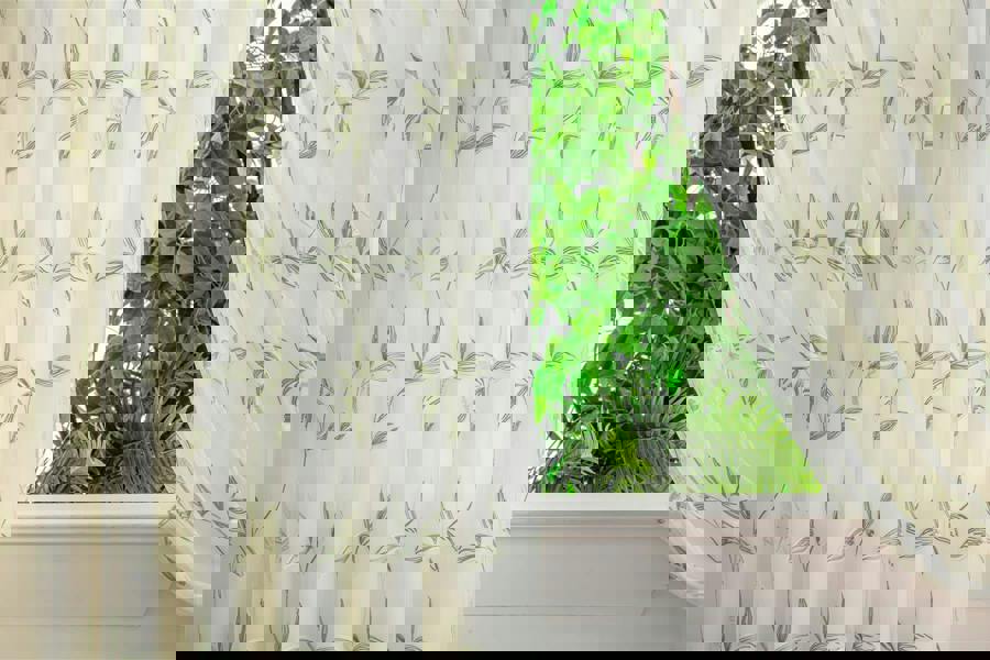 Luxury Living Leaf Embroidered Tulle Voile Curtains Ring Top