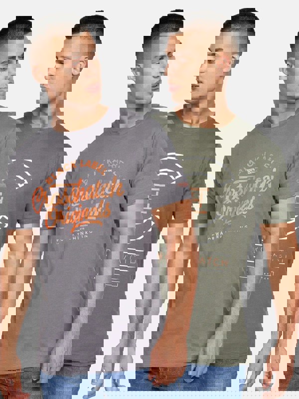 Crosshatch Univarsity T-Shirt 2pk Olive/Grey