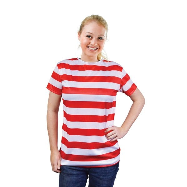 Bristol Novelty Womens/Ladies Striped T-Shirt - Red/White