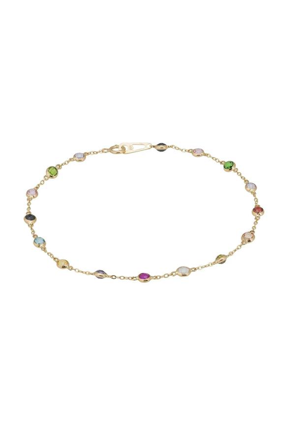 Latelita Solid 14K Gold Rainbow Multi Gemstone Bracelet
