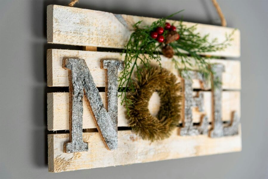 Shatchi 20x40cm Wooden NOEL Letters Sign for Christmas Wall, Door or Mantel Display