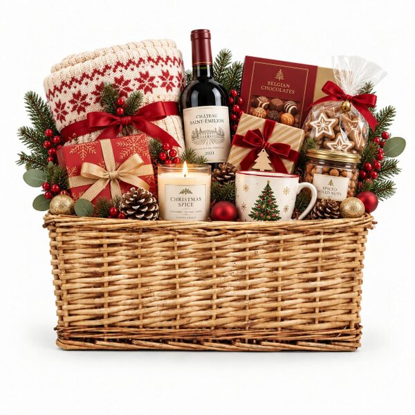 JVL Small Handmade Open Top Wicker Hamper Gift Storage Basket