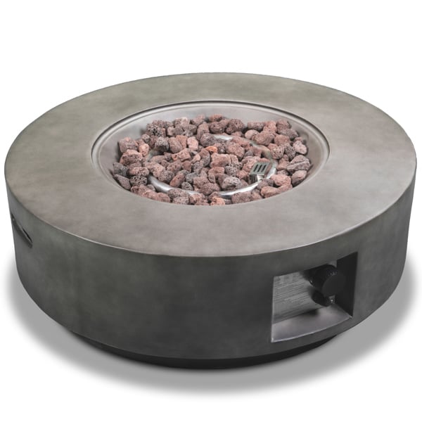 Homeology FUSION Dark Grey Lavish Garden & Patio Gas Fire Pit with Eco-Stone Finish - Fully Assembled