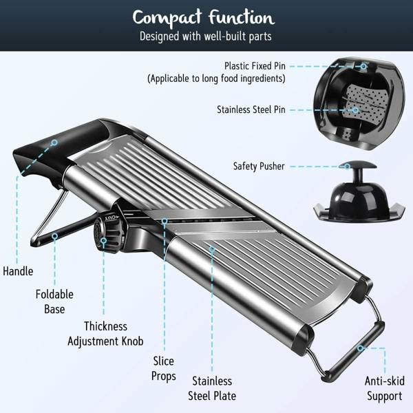 ADOV Professional Vegetable Cutter, Adjustable Stainless Steel Mandoline Slicer with Safety Gloves and Hand Guard