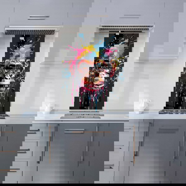 Warren Reed - Designer Multi Coloured Monkey Face Splashart Kitchen Splashback