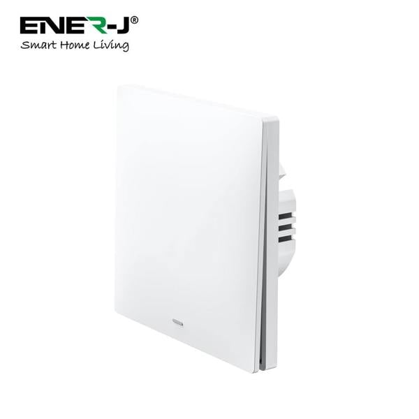 Ener-J 1 Gang Smart WiFi Push Button Light Switch White, No Neutral Required, LED Indicator, App & Voice Control (Alexa, Google, Siri)