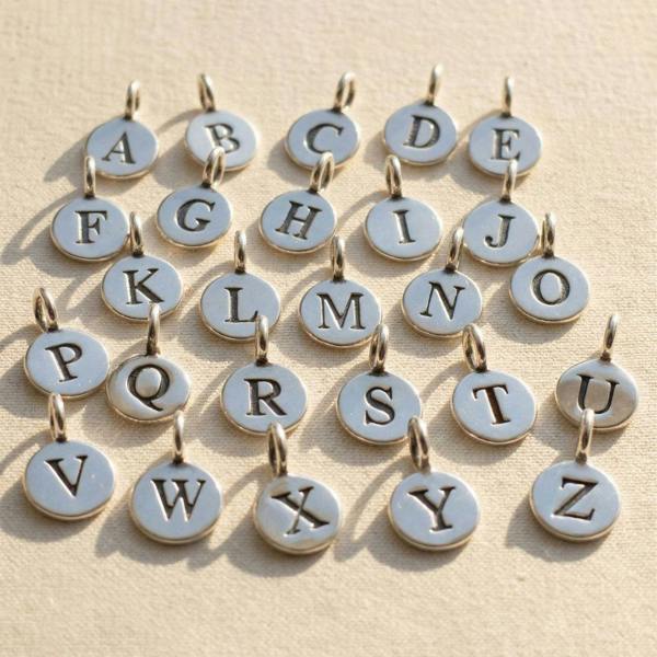 Harfi Initial Letter Personalised Charm Sterling Silver Necklace