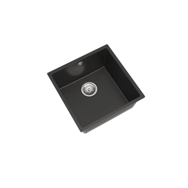 Flode Vänern | 1.0 Bowl Comite Kitchen Sink | Inset or Undermounted | Strainer Waste Supplied | Gloss Black Finish