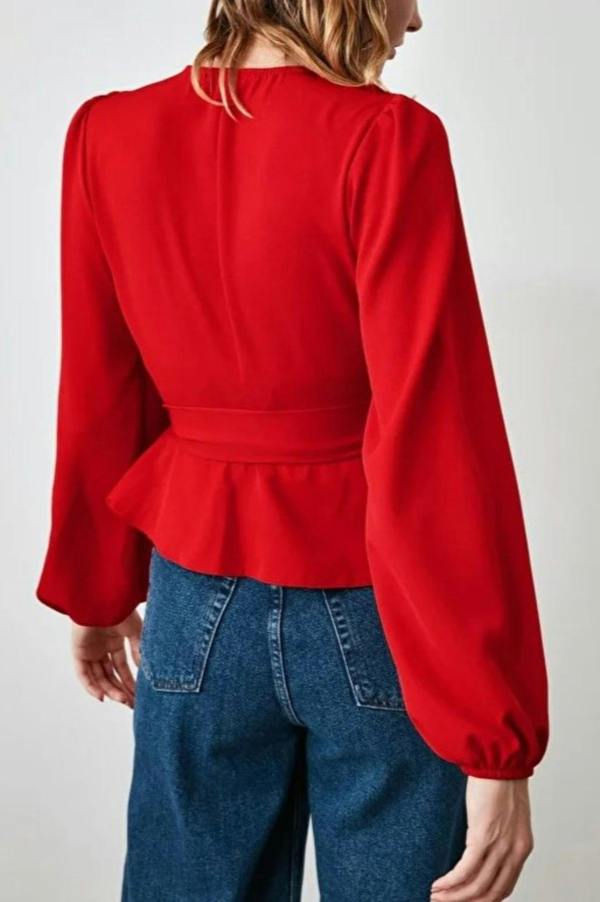 WOVCOR Woven Blouse with Tie Detail