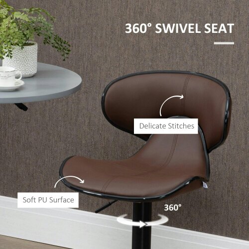 Wyld Haus Mifaro Set Of 2 Brown Adjustable Swivel Bar Stools With Steel Frame And Footrest