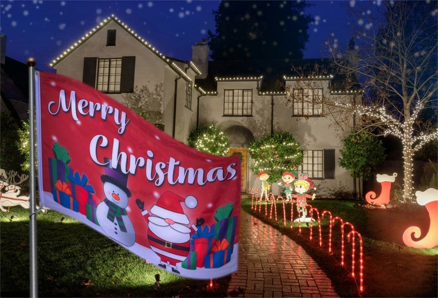 St Helens Merry Christmas Flag with 2 Metal Grommets