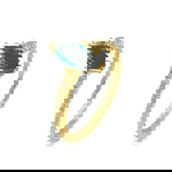 Say It With Green CZ Wave Ring - Yellow Gold Plated