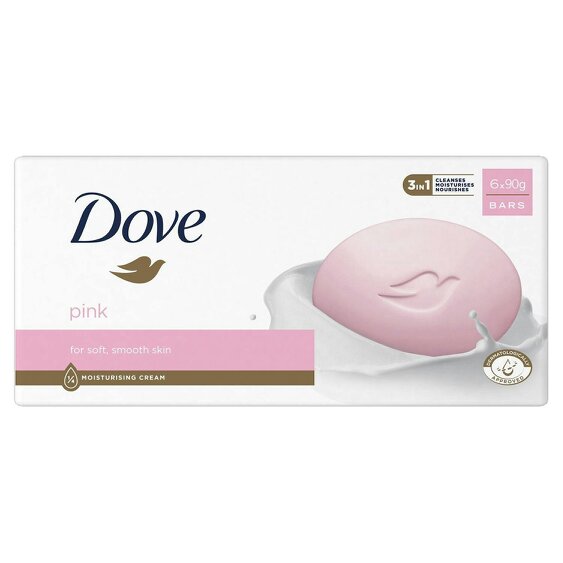 Dove Pink Moisturising Beauty Cream Bar for Soft & Smooth Skin 6 x 90g, 5 Pack