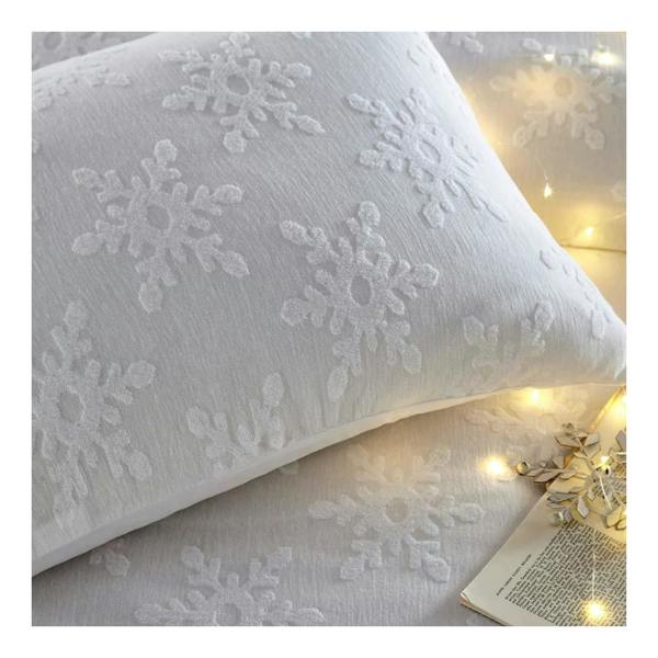 Furn Tufted Cotton Snowflake Duvet Cover Set - White - 