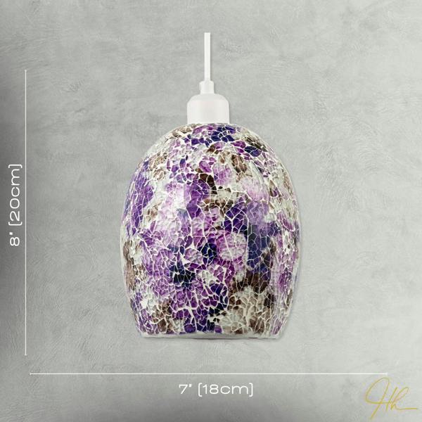 Floral Inspired Crackle Mosaic Glass Rounded Oval Pendant Light Shade Image 7