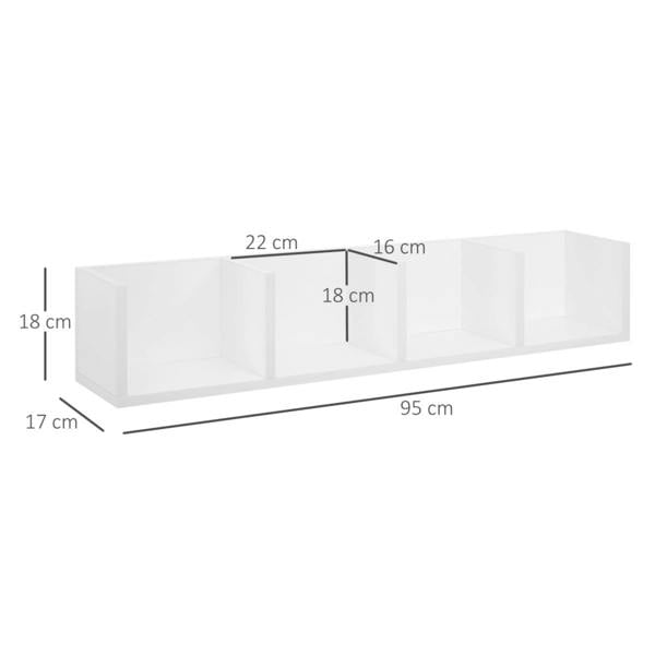 Dyzi Wall Mounted 4 Tier Multimedia CD DVD Storage Shelf White