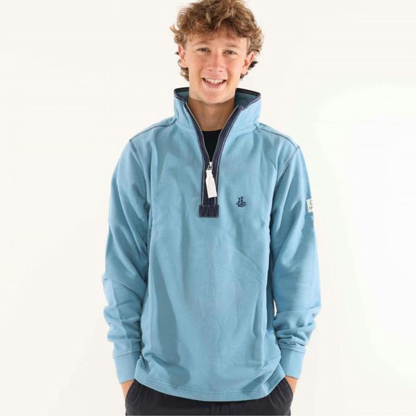 Lazy Jacks Mens Quarter Zip Sweatshirt - Niagara Blue - 