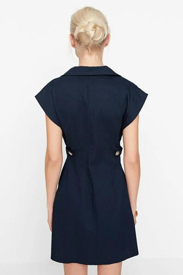 WOVCOR Mini Woven Shirt Dress with Button Detail