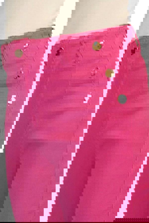 Paulo Due Women's Cropped Denim Trousers with Gold Button Detail