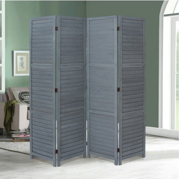 3/4/6 Panel furn Hand Made Wicker Folding Room Divider Living Room Partition Privacy Screen Living Room Divider Living and Home Grey 4 Pane -H170*L160CM