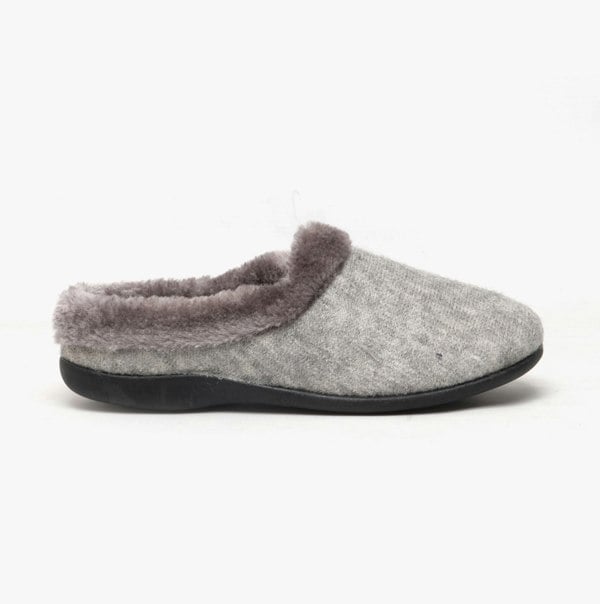 HOS Comfort SOPHIE Womens Textile Knit Mules - Grey