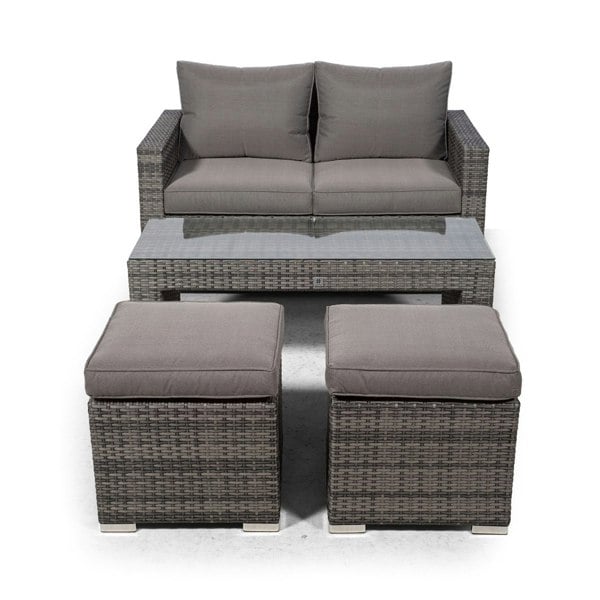Giardino Sydney Rattan 2 Seater Sofa Set with Coffee Table and 2 Stools