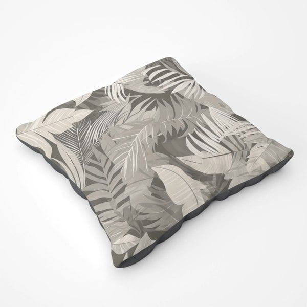 Warren Reed Grey Brown Tropical Leaves Floor Cushion