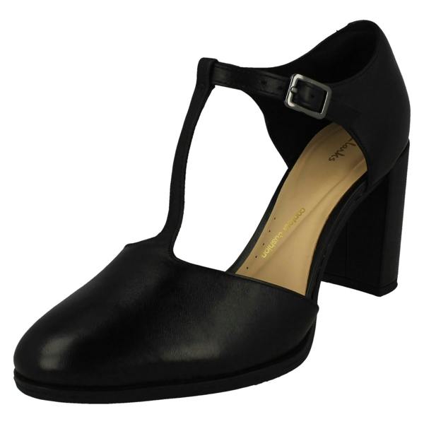 Clarks Ladies Clarks T-Bar Heeled Court Shoes Freva85 Bar