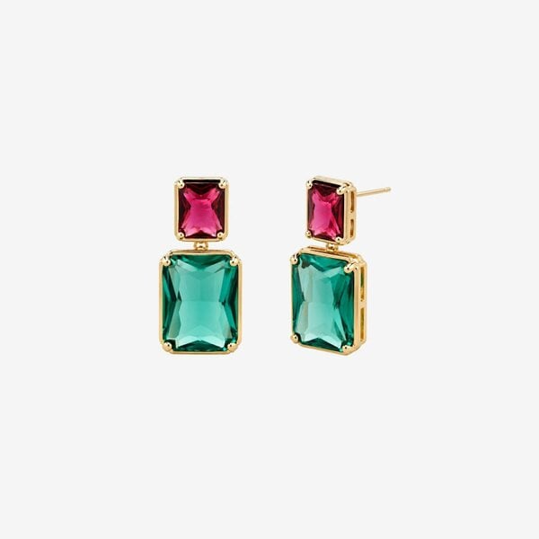 Uchi & Soto Shikaku Green and Red Stone Earrings