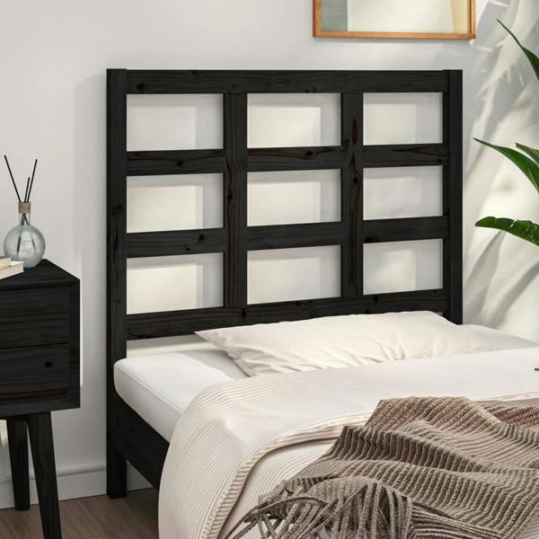 Berkfield Bed Headboard Black 95.5x4x100 cm Solid Wood Pine