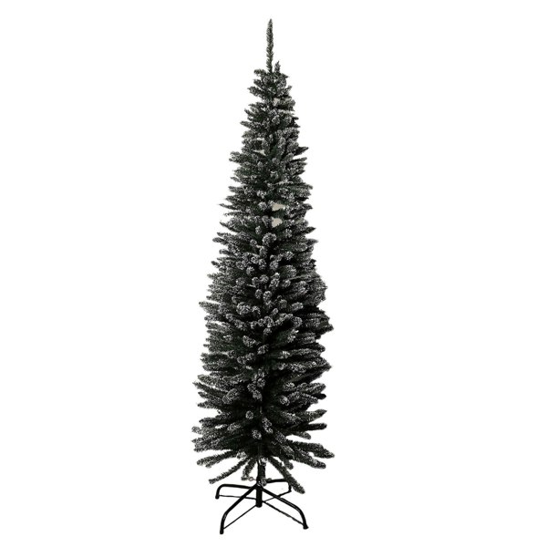 Samuel Alexander 6.5ft (2m) Pencil Style Slim Snow Tipped Artificial Christmas Tree in Green