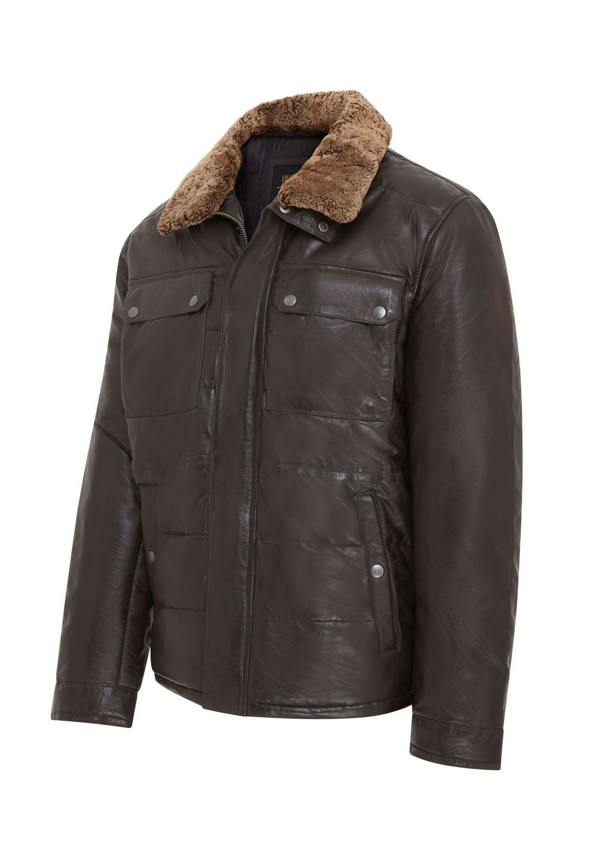 Infinity Leather Mens Leather Puffer Quilted Jacket - Farsund